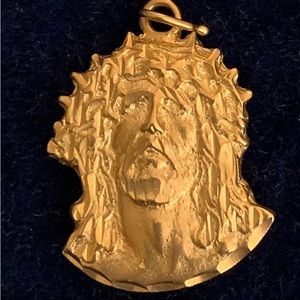 Jesus Christ head pendent. Gold. Over 50 years old.